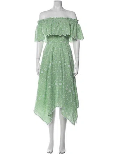 Pre-owned Charo Ruiz Floral Print Midi Length Dress In Green