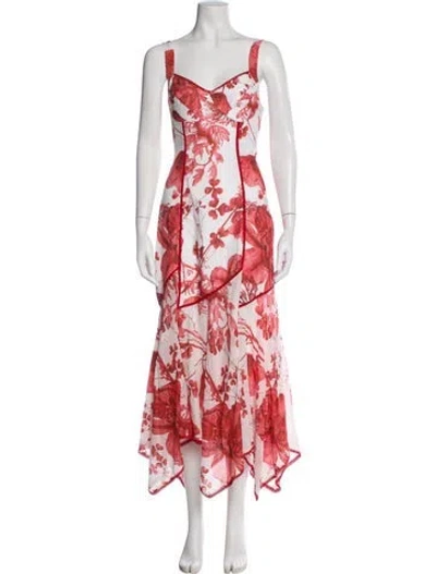 Pre-owned Charo Ruiz Floral Print Midi Length Dress In Red