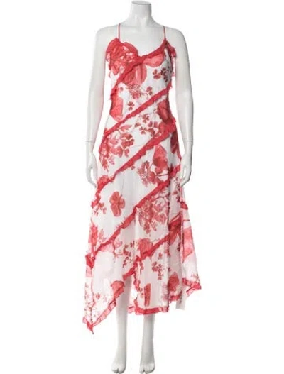 Pre-owned Charo Ruiz Floral Print Midi Length Dress In Red