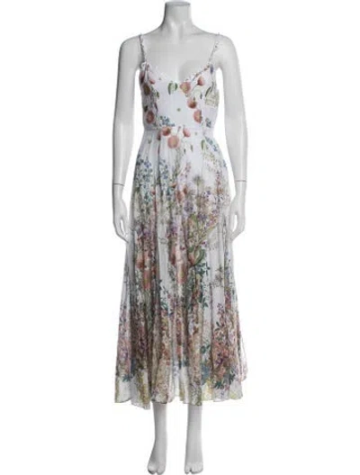 Pre-owned Charo Ruiz Floral Print Midi Length Dress W/ Tags In White