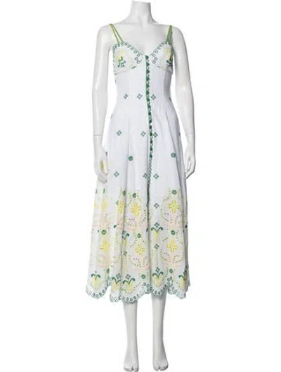 Pre-owned Charo Ruiz Floral Print Midi Length Dress W/ Tags In White