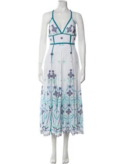 Pre-owned Charo Ruiz Floral Print Midi Length Dress In White