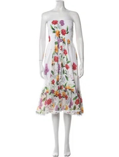 Pre-owned Charo Ruiz Floral Print Midi Length Dress In White