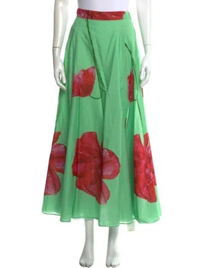 Pre-owned Charo Ruiz Floral Print Midi Length Skirt In Green