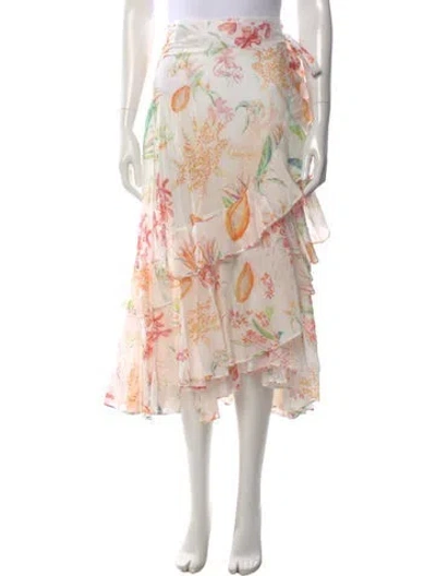 Pre-owned Charo Ruiz Floral Print Midi Length Skirt In Neutral