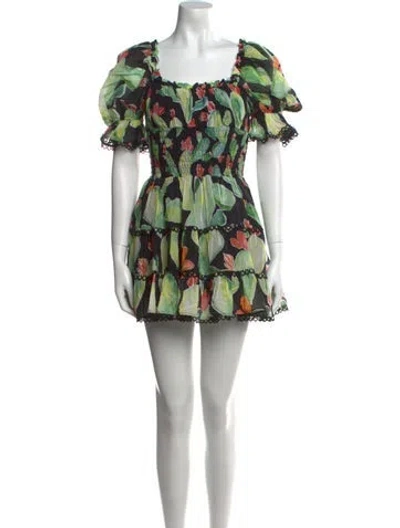 Pre-owned Charo Ruiz Floral Print Mini Dress In Black