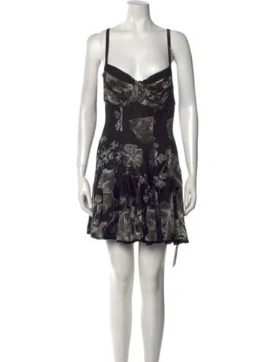 Pre-owned Charo Ruiz Floral Print Mini Dress In Black