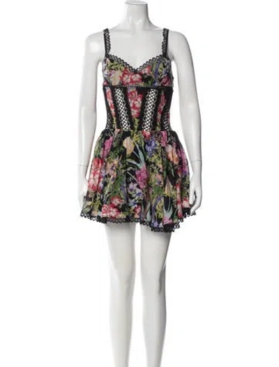 Pre-owned Charo Ruiz Floral Print Mini Dress In Black