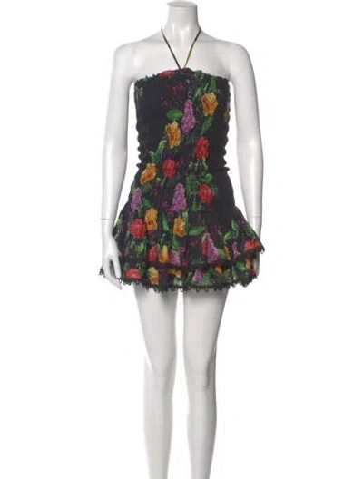 Pre-owned Charo Ruiz Floral Print Mini Dress In Black