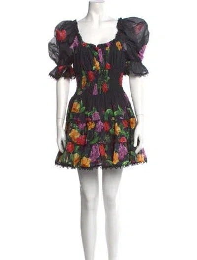 Pre-owned Charo Ruiz Floral Print Mini Dress In Black