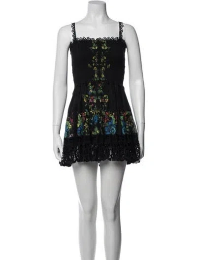 Pre-owned Charo Ruiz Floral Print Mini Dress In Black