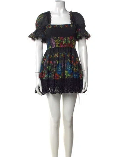 Pre-owned Charo Ruiz Floral Print Mini Dress In Black