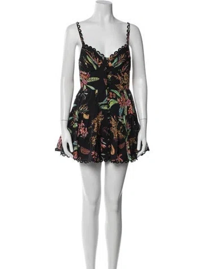 Pre-owned Charo Ruiz Floral Print Mini Dress In Black