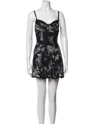 Pre-owned Charo Ruiz Floral Print Mini Dress In Black