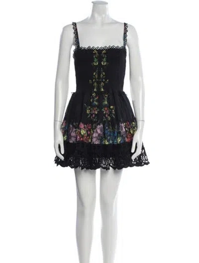 Pre-owned Charo Ruiz Floral Print Mini Dress In Black