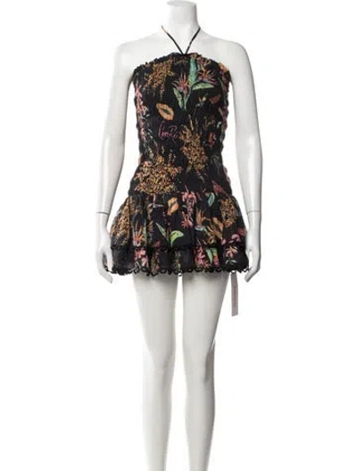 Pre-owned Charo Ruiz Floral Print Mini Dress In Black