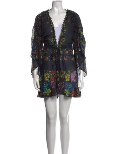 Pre-owned Charo Ruiz Floral Print Mini Dress In Black
