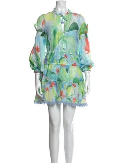 Pre-owned Charo Ruiz Floral Print Mini Dress In Blue