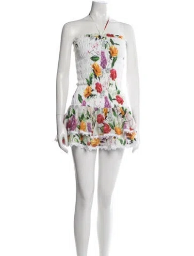 Pre-owned Charo Ruiz Floral Print Mini Dress In Neutrals