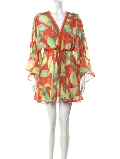 Pre-owned Charo Ruiz Floral Print Mini Dress In Orange