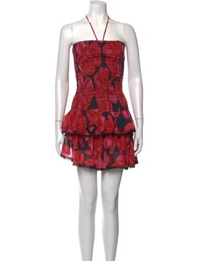 Pre-owned Charo Ruiz Floral Print Mini Dress In Red