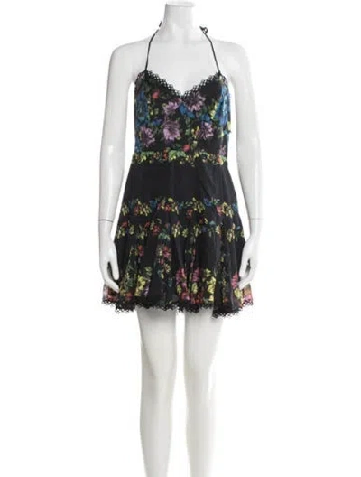 Pre-owned Charo Ruiz Floral Print Mini Dress W/ Tags In Black