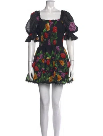 Pre-owned Charo Ruiz Floral Print Mini Dress W/ Tags In Black