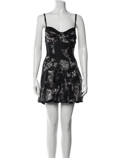 Pre-owned Charo Ruiz Floral Print Mini Dress W/ Tags In Black