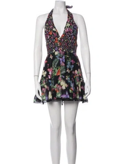 Pre-owned Charo Ruiz Floral Print Mini Dress W/ Tags In Black