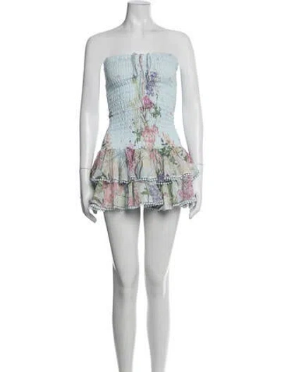 Pre-owned Charo Ruiz Floral Print Mini Dress W/ Tags In Blue/white