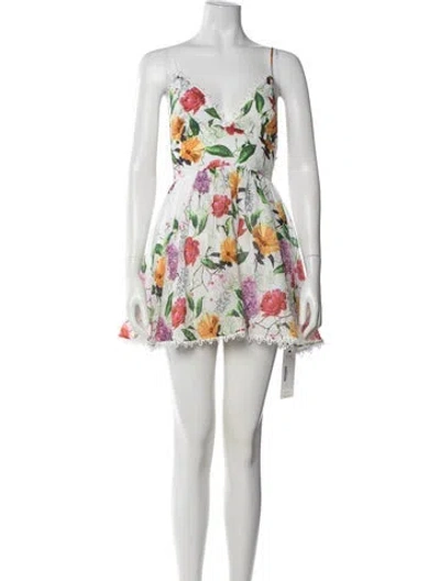Pre-owned Charo Ruiz Floral Print Mini Dress W/ Tags In White