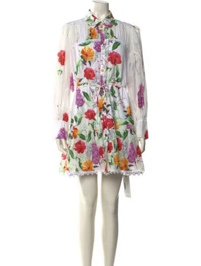 Pre-owned Charo Ruiz Floral Print Mini Dress In White