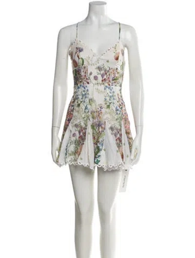 Pre-owned Charo Ruiz Floral Print Mini Dress In White
