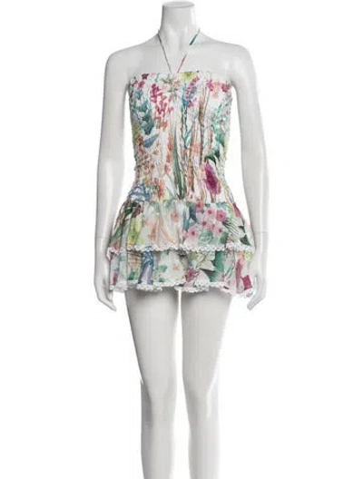 Pre-owned Charo Ruiz Floral Print Mini Dress In White