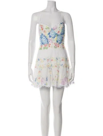 Pre-owned Charo Ruiz Floral Print Mini Dress In White