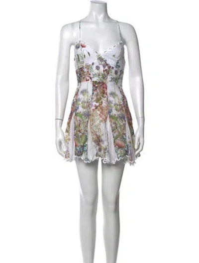 Pre-owned Charo Ruiz Floral Print Mini Dress In White