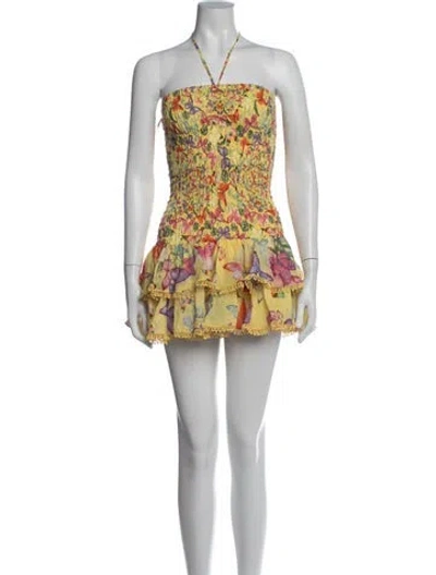 Pre-owned Charo Ruiz Floral Print Mini Dress In White