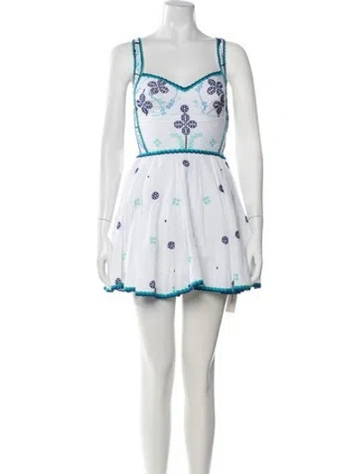 Pre-owned Charo Ruiz Floral Print Mini Dress In White
