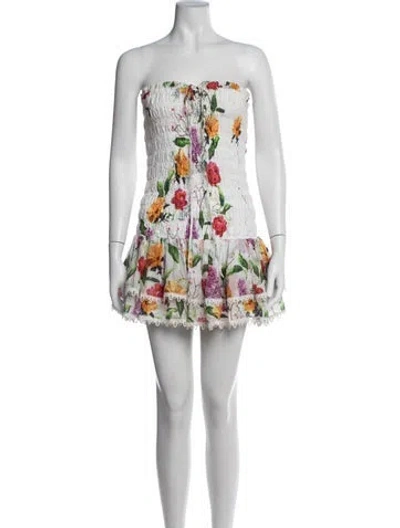 Pre-owned Charo Ruiz Floral Print Mini Dress In White