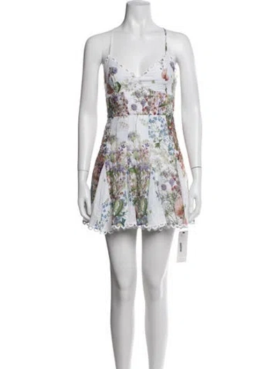 Pre-owned Charo Ruiz Floral Print Mini Dress In White