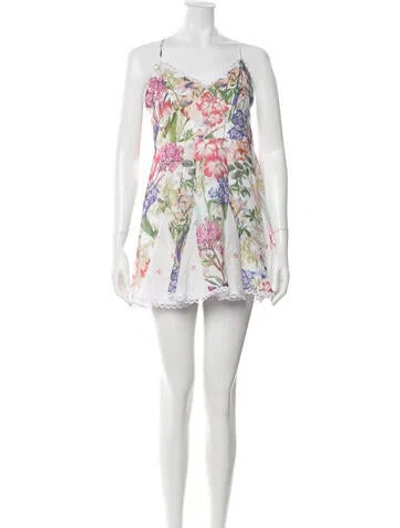 Pre-owned Charo Ruiz Floral Print Mini Dress In White