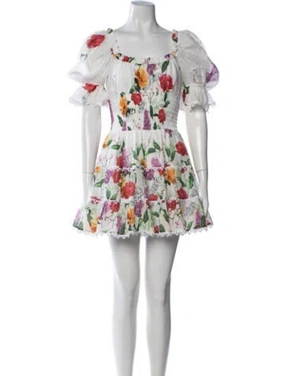 Pre-owned Charo Ruiz Floral Print Mini Dress In White