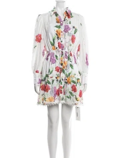 Pre-owned Charo Ruiz Floral Print Mini Dress In White