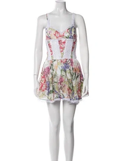 Pre-owned Charo Ruiz Floral Print Mini Dress In White