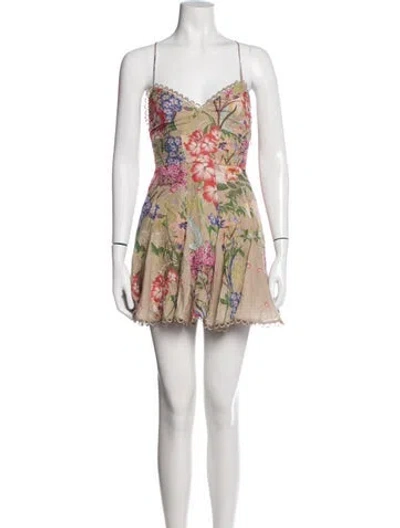 Pre-owned Charo Ruiz Floral Print Mini Dress In White