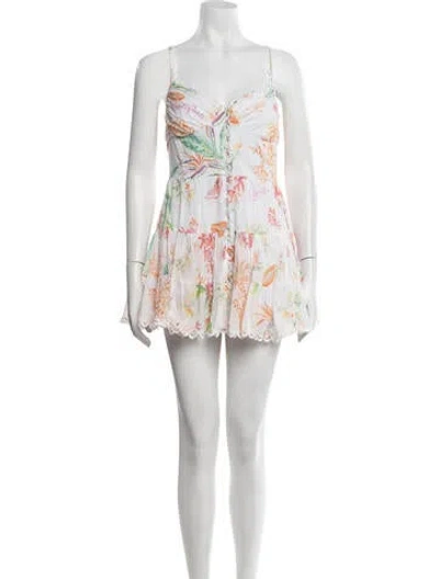 Pre-owned Charo Ruiz Floral Print Mini Dress In White