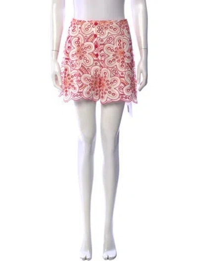 Pre-owned Charo Ruiz Floral Print Mini Shorts In Red/white