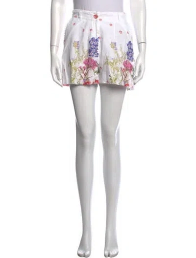 Pre-owned Charo Ruiz Floral Print Mini Shorts In White