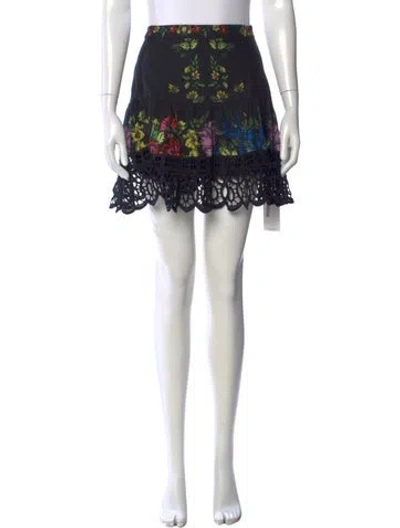 Pre-owned Charo Ruiz Floral Print Mini Skirt In Black