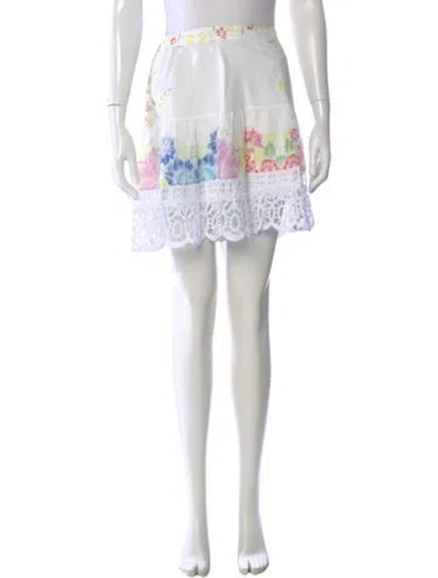 Pre-owned Charo Ruiz Floral Print Mini Skirt W/ Tags In White